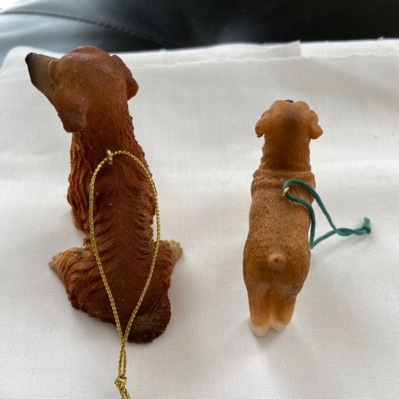 VINTAGE DOG ORNAMENTS Set of Two Dogs Labrador Boxer Dogs Christmas Hanging - Picture 4 of 10
